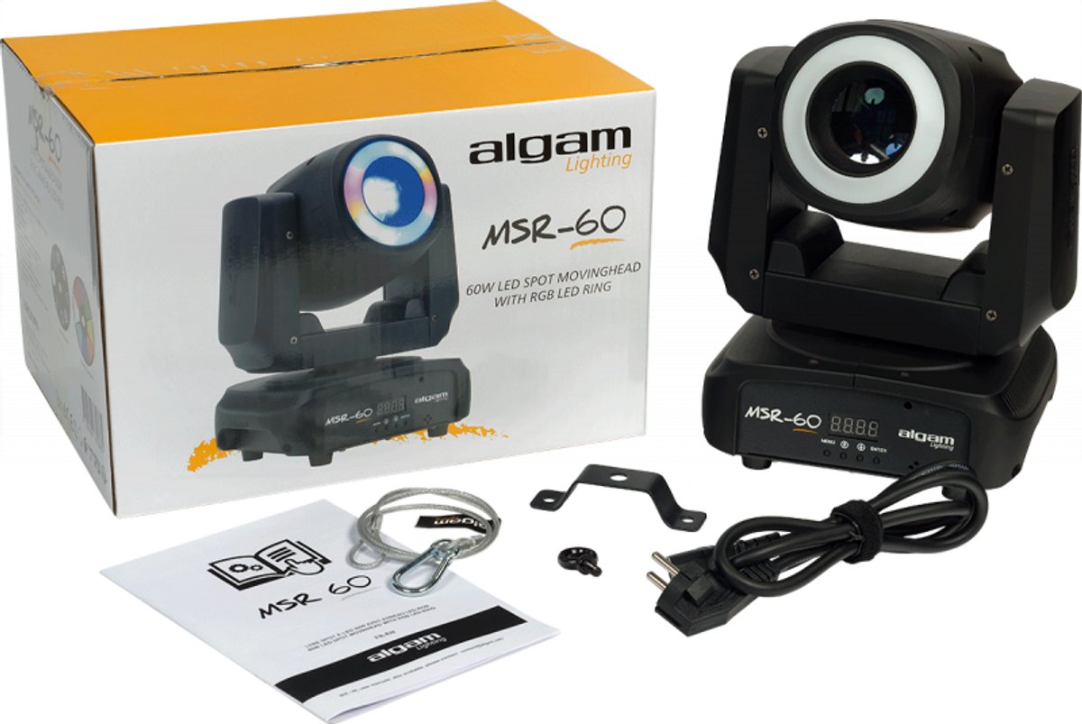 Algam Lighting MSR-60 : 60W LED Spot Moving Head met RGB LED ring