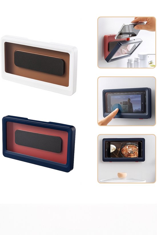 Magicbox - Support de téléphone étanche à suspendre/stickable - Douche de téléphone de douche - Support de téléphone de cuisine - Convient à la plupart des téléphones