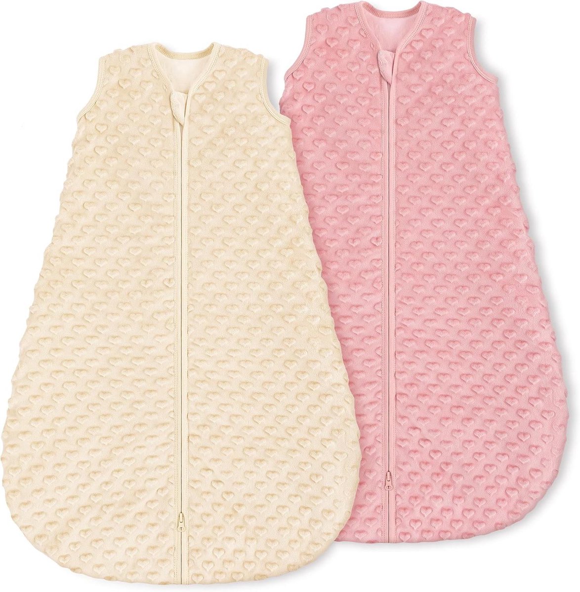 Winterslaapzak voor baby's katoen 15 TOG - Set van 2, roze en abrikoos, 0-6 maanden