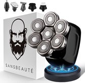 6-in-1 Scheerapparaat Mannen – Trimmer - Tondeuse - Sansbeauté® SkullSharp PRO - Electric Face & Head Shaver - Hoofd Kaal Scheren – Nat & Droog - Draadloos Opladen - Elektrisch