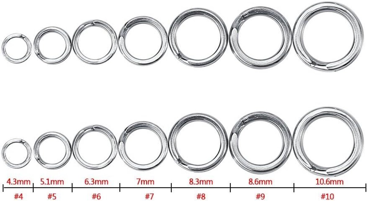 Allecto Plus - Roestvrijstalen Vistentoebehoren - 50 st/100 st - Dubbele Cirkel Split Ring Connector - Aas Split Ring Lure voor Vistentoebehoren Kit