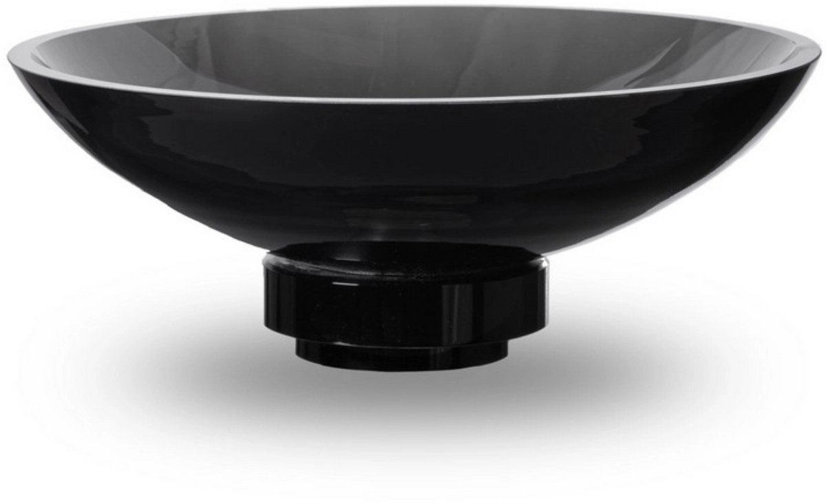 Glazen Schaal op Voet – Noira - Luxueuse schaal- Ø 22cm, zwart dik glas - Schaal voor kaarsenzand