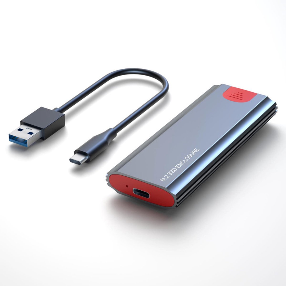 M.2 NVMe/SATA SSD Behuizing enclosure - USB-C 10Gbps Externe SSD Case - Tool-Free - tot 2TB - Inclusief USB-A naar USB-C Kabel – 2230/2242/2260/2280 Compatibel - grijs