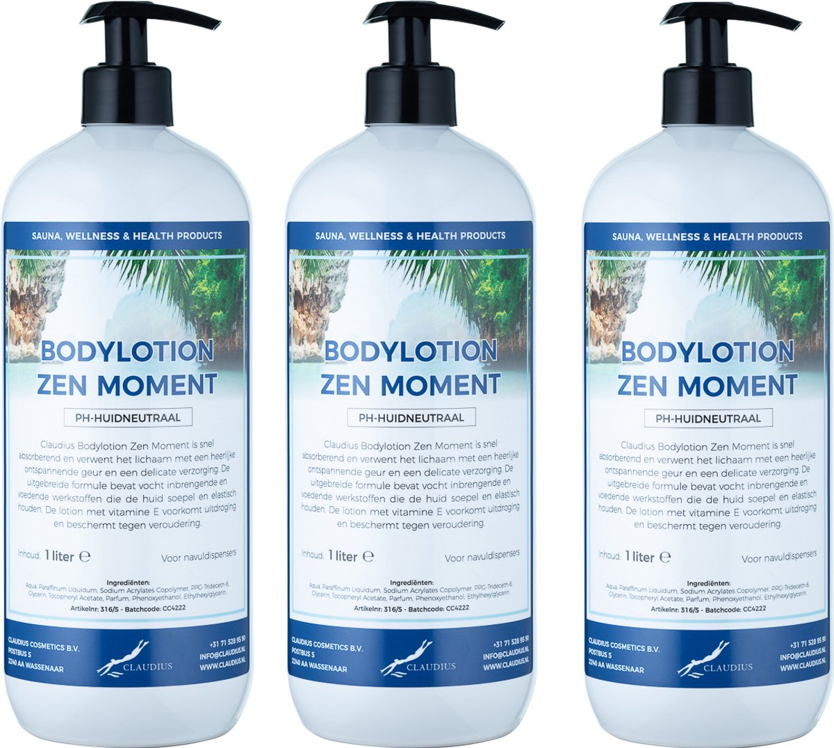 Bodylotion Zen Moment 1 Liter - met gratis pomp - set van 3 stuks