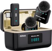 Nince Draadloze Microfoon Set voor iPhone & Android - Lavalier Dasspeld Microfoons met Oplaadcase - 120m Bereik - Inclusief USB-C & Smartphone Adapter + Windkapjes - Plug & Play - Voor Contentcreators, Interviews & Podcasts