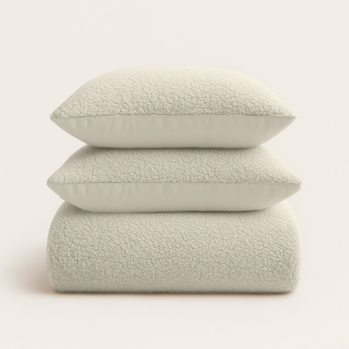 Y-NOT - Dekbedovertrek set Teddy - onderkant Microvezel - 240x200/220 - Lits jumeaux met 20 cm instopstrook en drukknopen - Cappuccino White - 30 dagen proefslapen