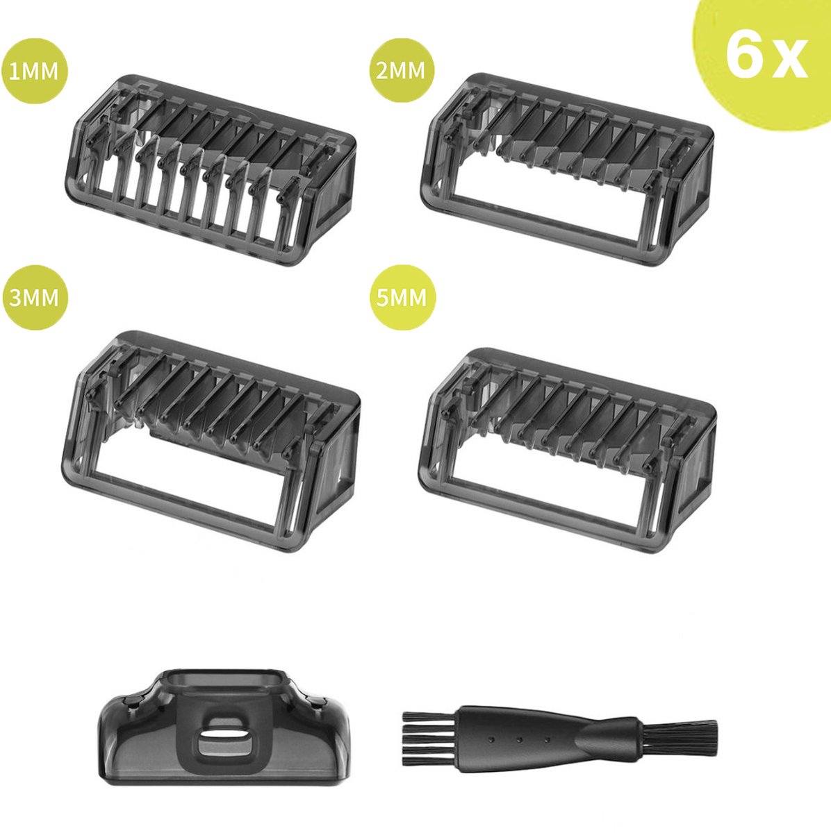geschikt voor Opzetkammen voor Philips OneBlade - 4 Stuks, Geschikt voor QP2520, QP2530, QP2630 | Hoogwaardige Kwaliteit en Duurzaam - Met borstel en beschermhoes