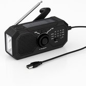 Bol.com Noodradio Solar Opwindbaar - Model 2025 - Noodpakket - Solar Powerbank - Radio op Batterijen - Zaklamp - Powerbank Zonne... aanbieding