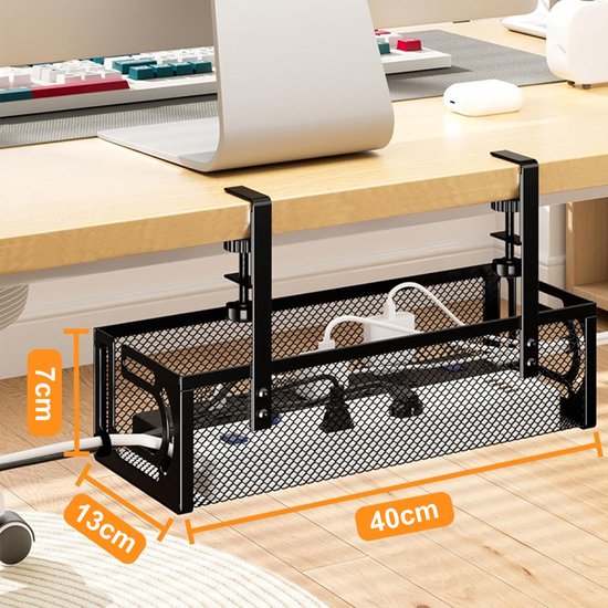 Kabelgoot Bureau Klemmen - Zonder Boren | Kabelmanagement Onder Bureau (40cm, 4.5KG) - Zwart