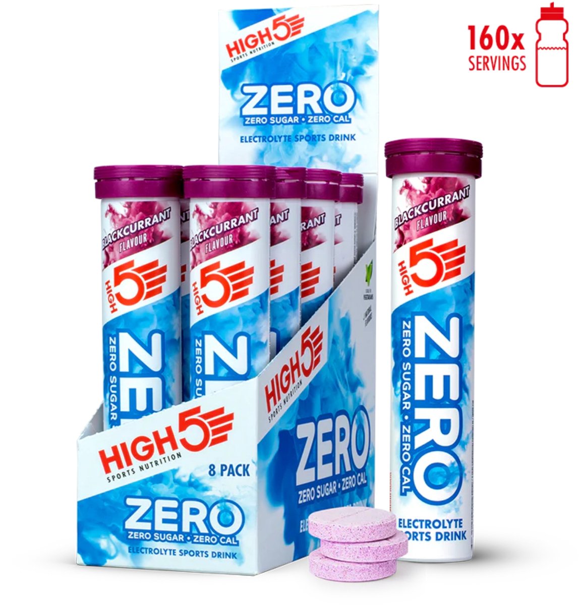 Goedkoopste HIGH5 - ZERO Elektrolyten - Suikervrije Hydratatie Bruistabletten - Zwarte Bes Smaak - Displaydoos 8x20 Stuks - Met Elektrolyten voor Sport & Herstel