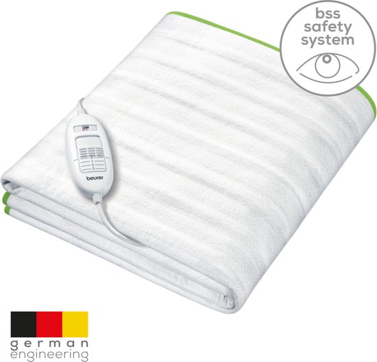 Beurer TS 15 Elektrische Onderdeken – 150x80 cm – 3 Warmtestanden – Zachte Fleece – Beurer Veiligheidssysteem (BSS) – Met Elastische Banden – Wasbaar op 30°C – OEKO-TEX® Gecertificeerd – Voor 1 Persoons bed – 5 Jaar Garantie – Wit
