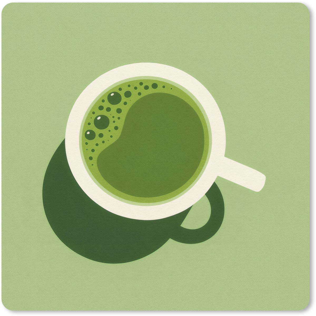 Muismat 20x20 cm - Mousepad Minimalistisch - Kopjes - Matcha -Groen - Muismatten