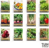 Zadenpakket - 12 kruiden- en groentezaden - essentiële soorten voor de moestuin - tomaat, sla, radijs, wortel, munt en meer