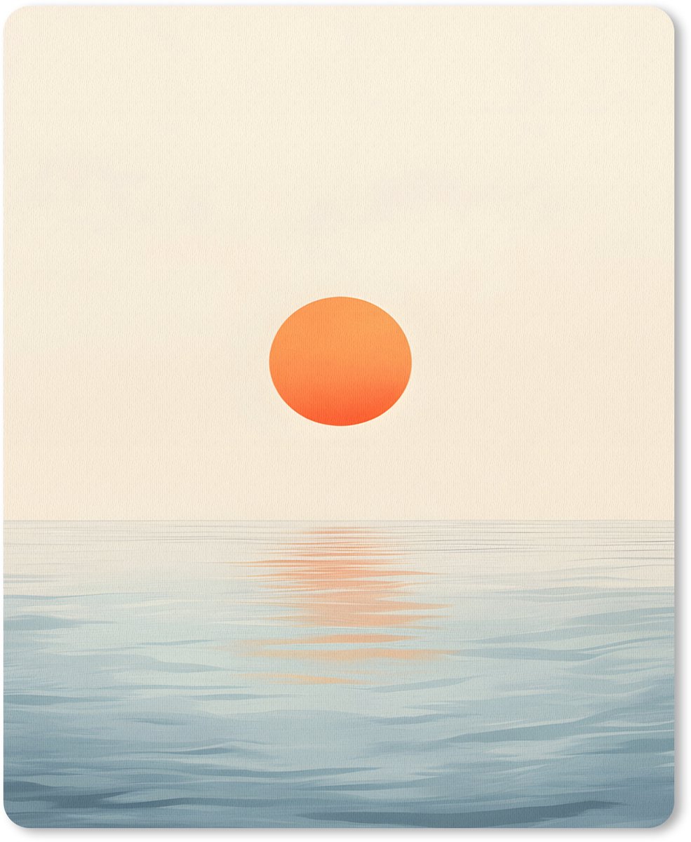 Muismat 19x23 cm - Mousepad Zon - Oranje - Zee - Muismatten