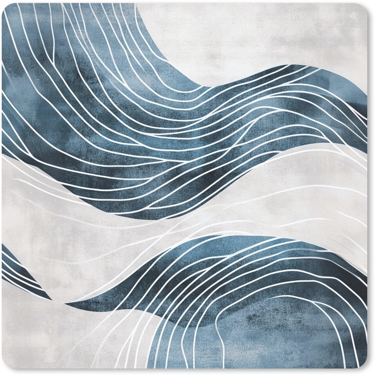 Muismat 20x20 cm - Mousepad Lijnen - Golven - Abstract - Blauw - Muismatten
