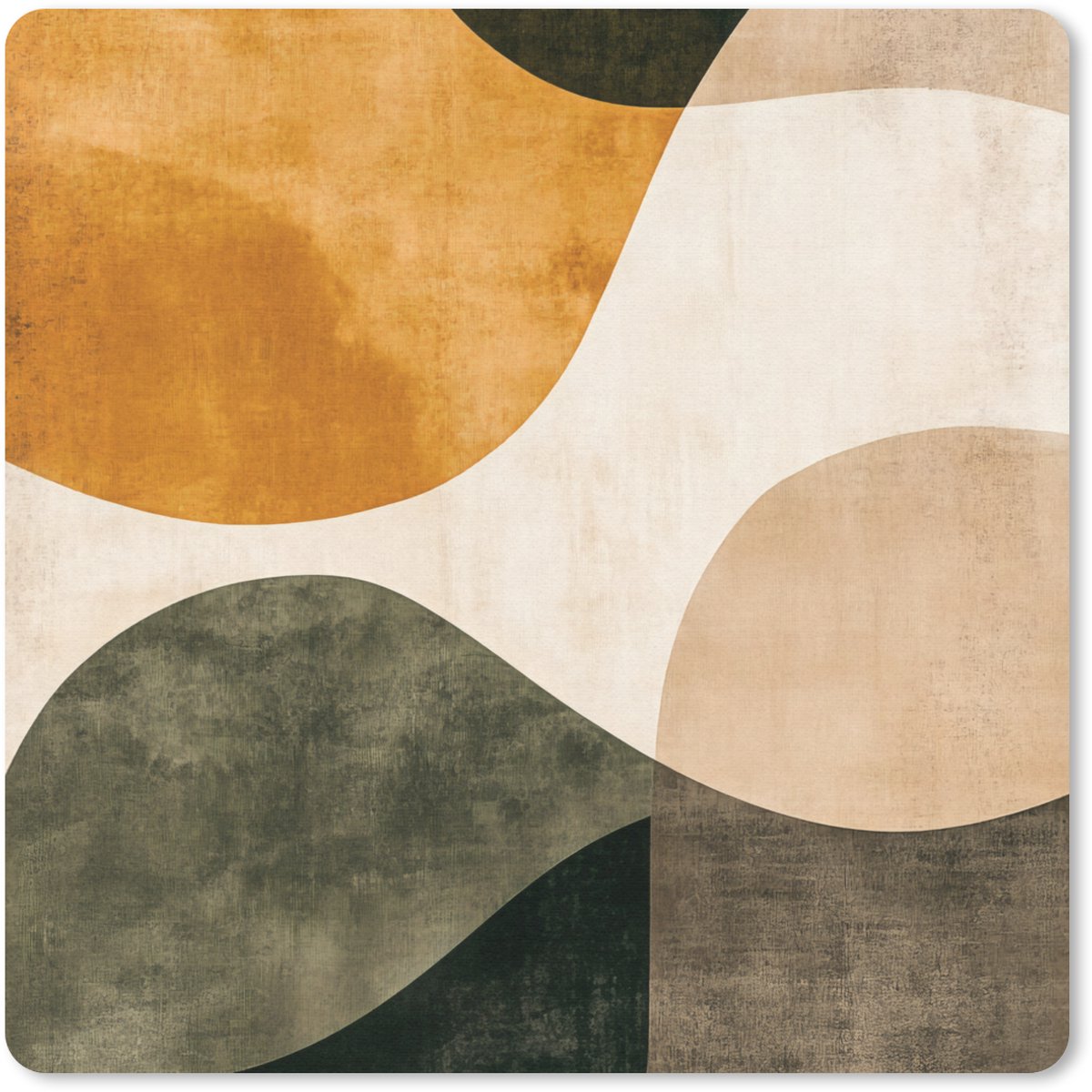 Muismat 30x30 cm - Mousepad Vormen - Okergeel - Abstract - Muismatten