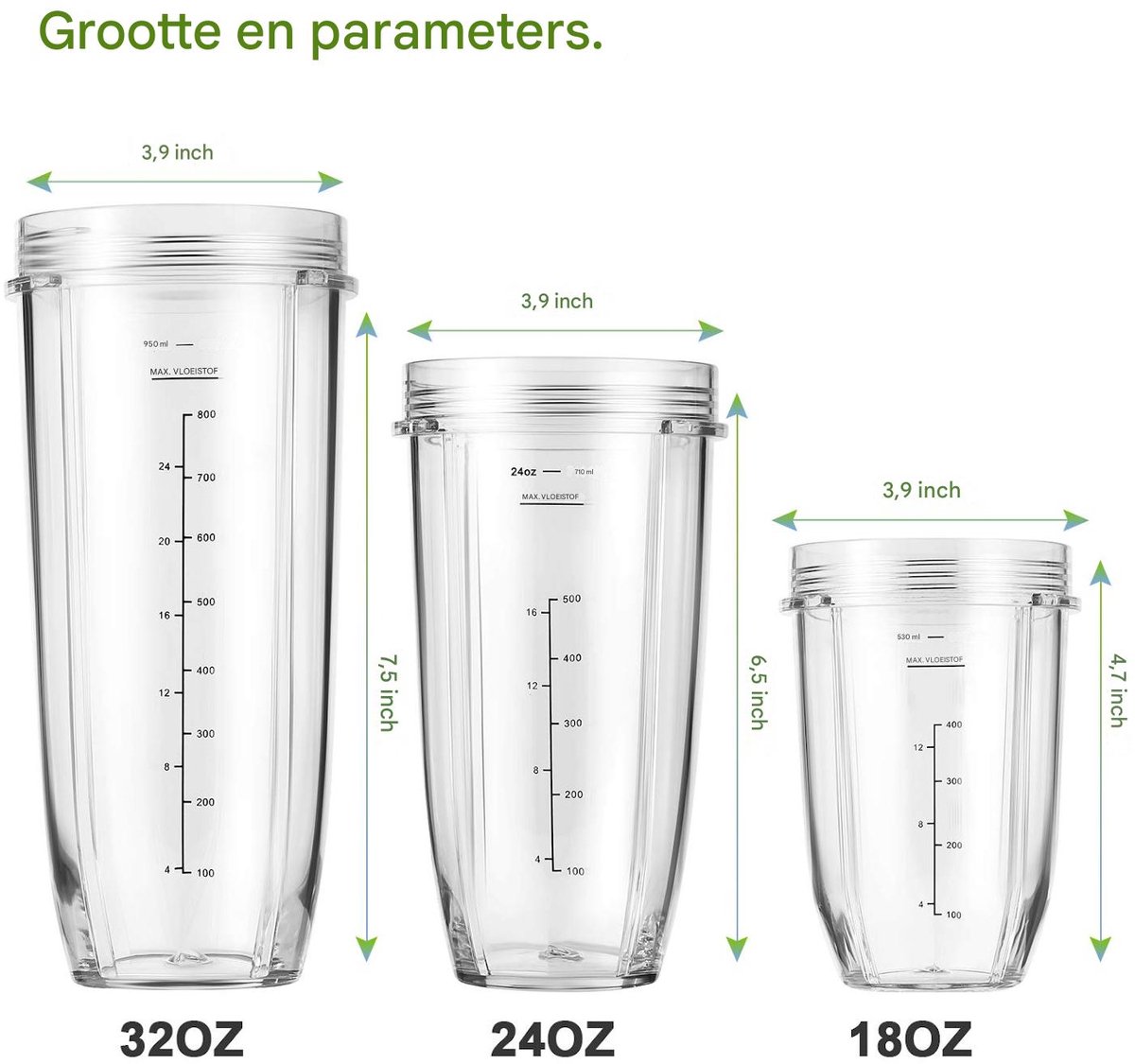 2-delige blenderkan set - Vervangende blender onderdelen - Compatibel met Ninja Juicer - 700 ml/500 ml - Keukenaccessoires - transparant – foto 2