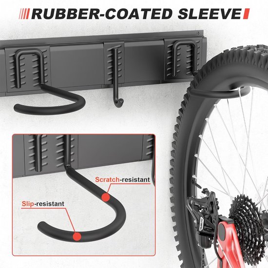 TOJ Fiets Ophangsysteem - Fietshaak - Fiets Ophangbeugel - Muurbeugel Fiets - Fietsenrek voor 4 Fietsen - Metaal - 120CM - Mat Zwart van toj — afbeelding 5