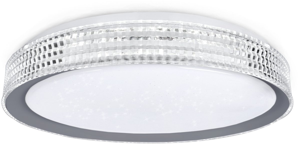 Aufun 60w LED Plafondlamp Met Afstandsbediening, Dimbaar, Rgb-Kleurveranderende Sterrenhemel LED Ronde Plafondlamp, Geschikt Voor Slaapkamer, Keuken, Kinderkamer, Woonkamer, Grijze Ring, Type E