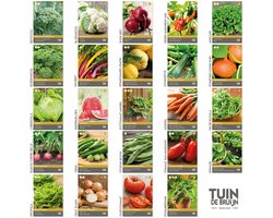 Groentezadenpakket - moestuin zaden - 24 soorten groenten kweken - wortel, radijs, bloemkool, boerenkool, tomaat, sla, spinazie en meer