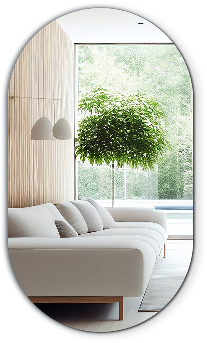 Tulup Spiegel - Ovalen Spiegel - 46 cm x 80 cm - Oval Spiegel - Badkamerspiegel - Ovale Spiegel - Lange Ovale Spiegel - Industriële Wandspiegel