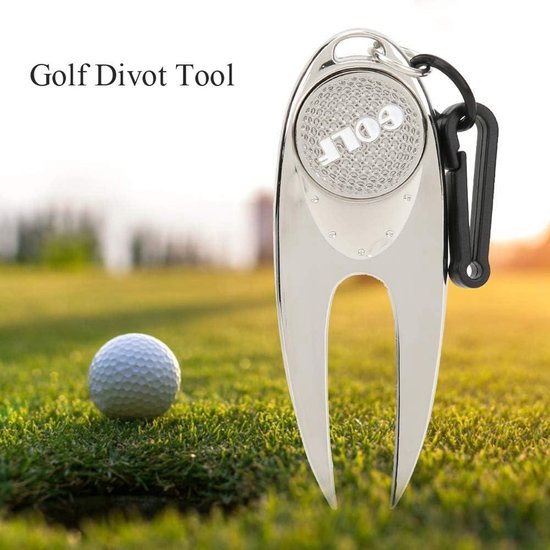 Allecto Plus - Lichtgewicht metalen golf pitchfork reparatietool met sleutelhanger - handig voor op de golfbaan - accessoire voor golf reparaties. van Allecto Plus — afbeelding 2