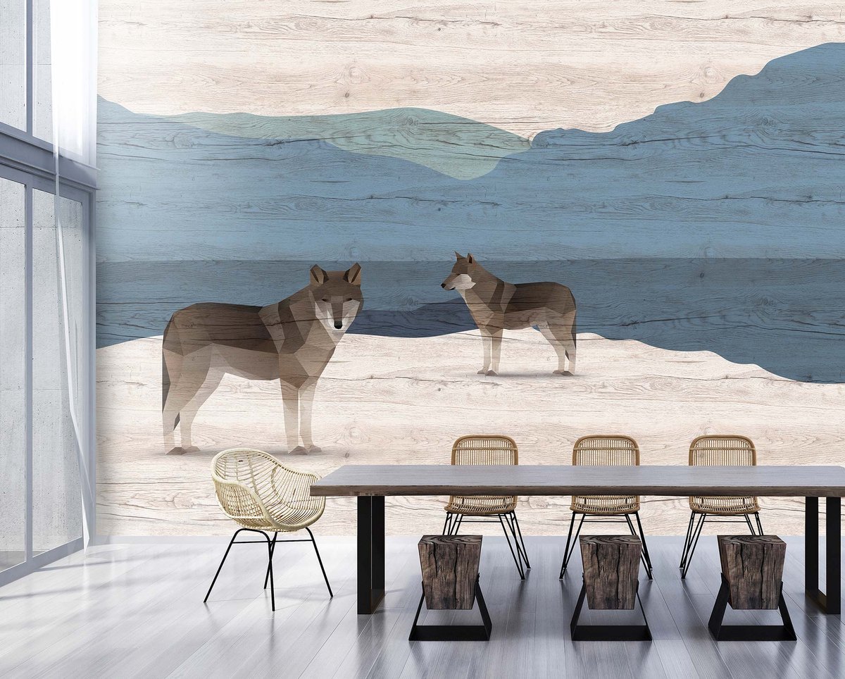 Fotobehang yukon1 DD122892 Livingwalls Walls by Patel 3 Blauw Bruin Vlies 270 x 400 cm (4 delen) 3D Fotobehang
