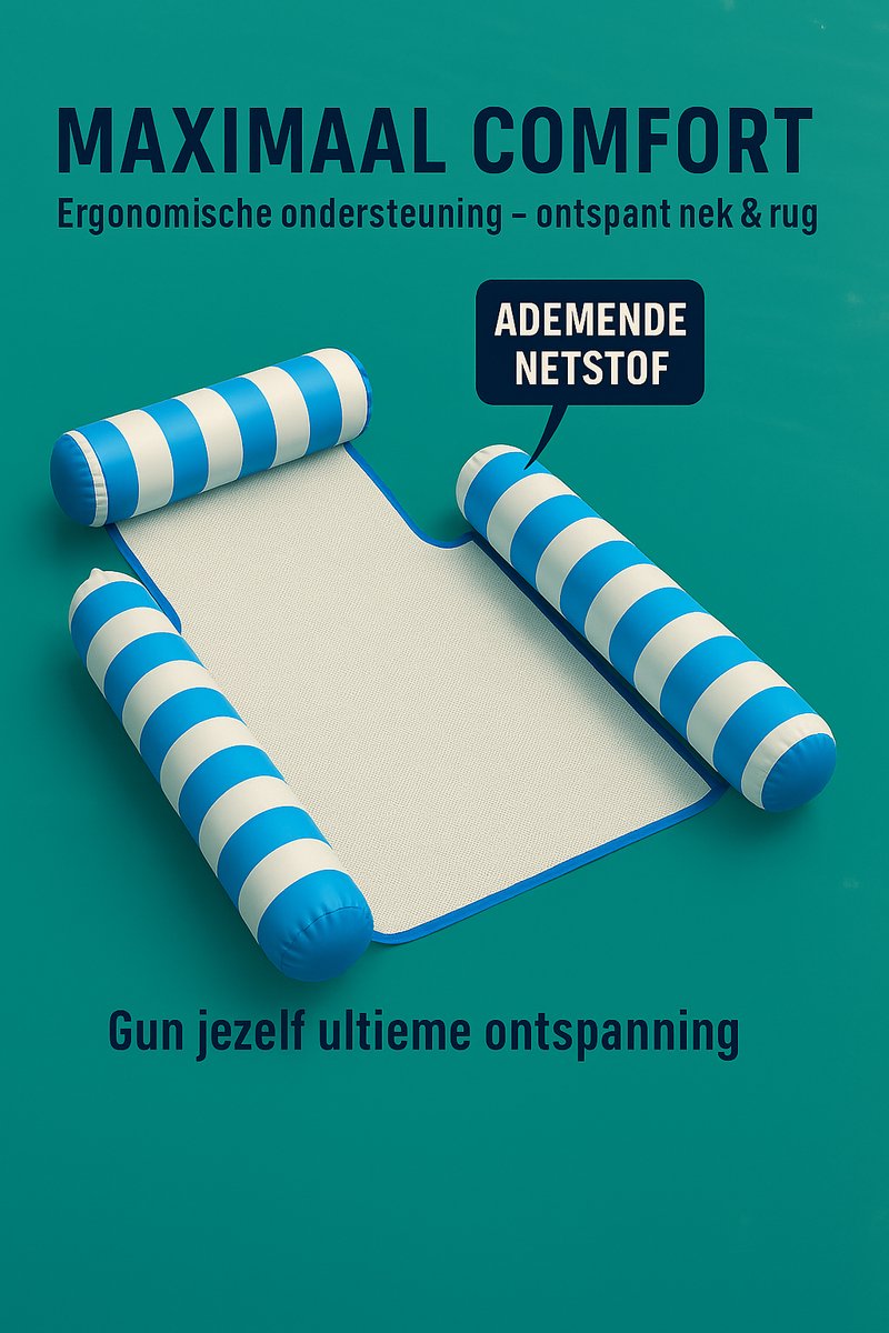 Dicadore - Waterhangmat - Luchtbed Zwembad - Luchtmatras opblaasbaar - Licht Blauw/wit - Zwembad/Strand - Waterspeelgoed - Vakantie — afbeelding 2