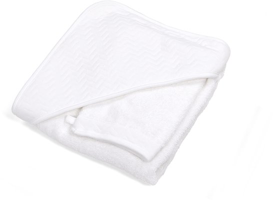 Poetree Kids Cape de bain et gant de toilette bébé - serviette à capuche blanche bébé