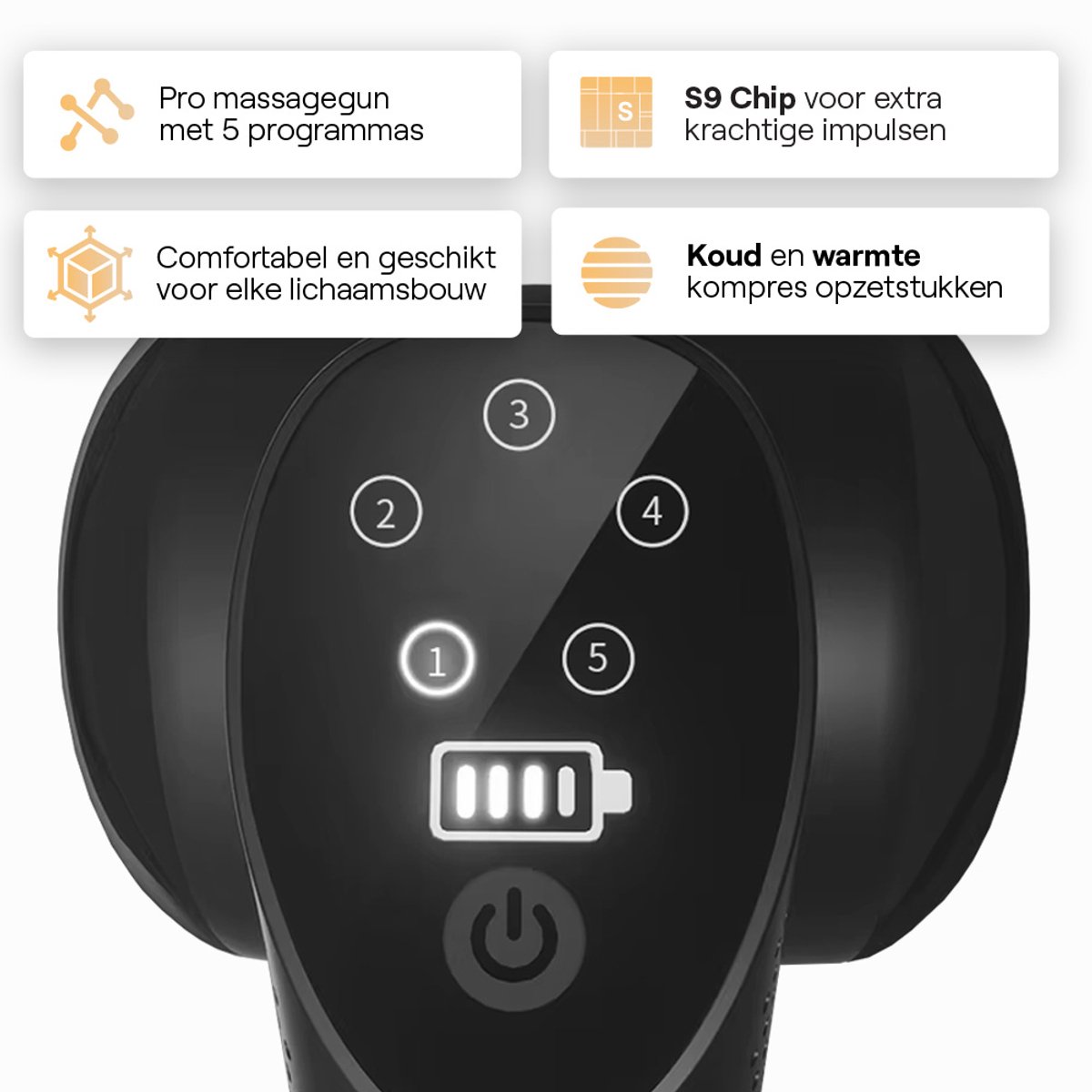 Afbeelding 2 van Massage Gun Professioneel - Massage Pistool - Nek en Schouder Massage Apparaat - Massagegun - Hot/Cold Massagekop