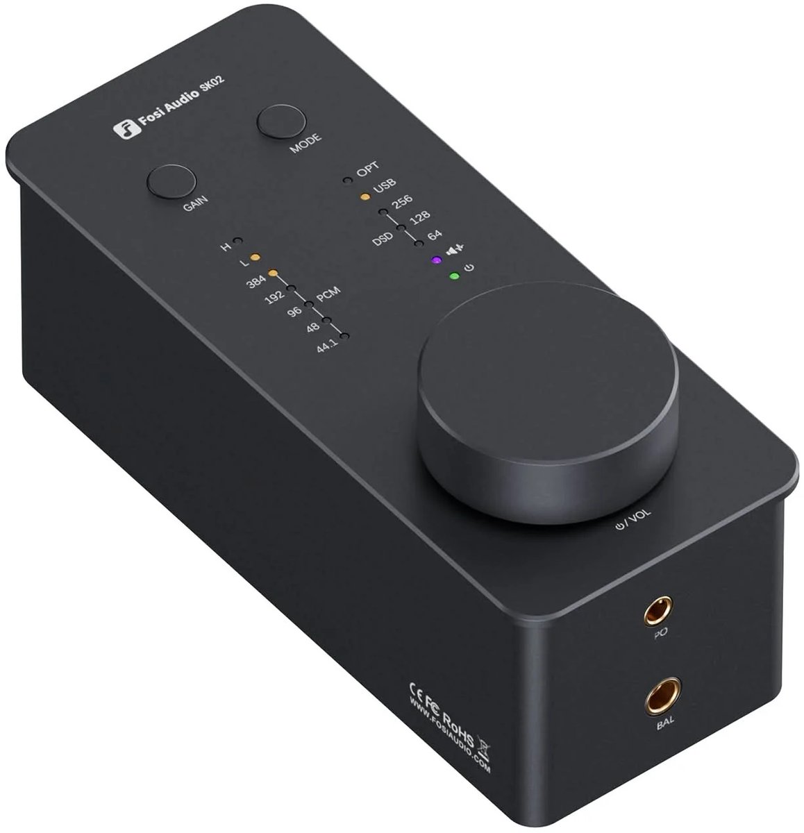 Fosi Audio SK02 – USB-C DAC en hoofdtelefoonversterker – 32bit/384kHz & DSD256 – Compacte Hi-Res audio adapter – ESS-chip
