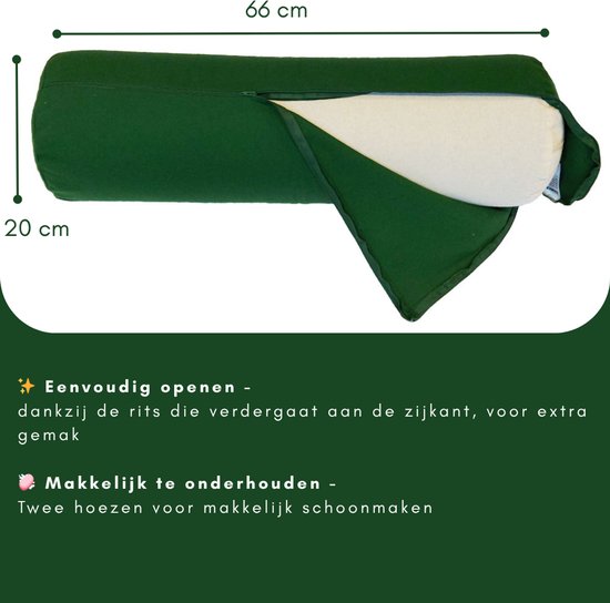 Samarali Yoga Bolster - 100% katoen - 20x60 cm - 3.5KG - 2 covers (buiten & binnen) - GOTS gecertificeerd van Samarali — afbeelding 2
