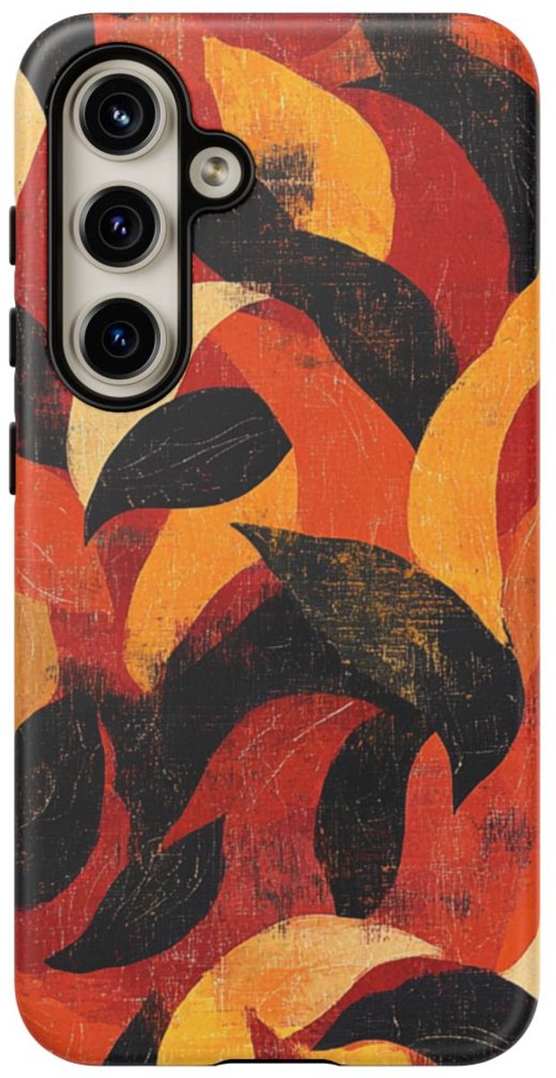 Abstract Herfstbladeren Patroon – Telefoonhoesje Geschikt voor Samsung Galaxy S24