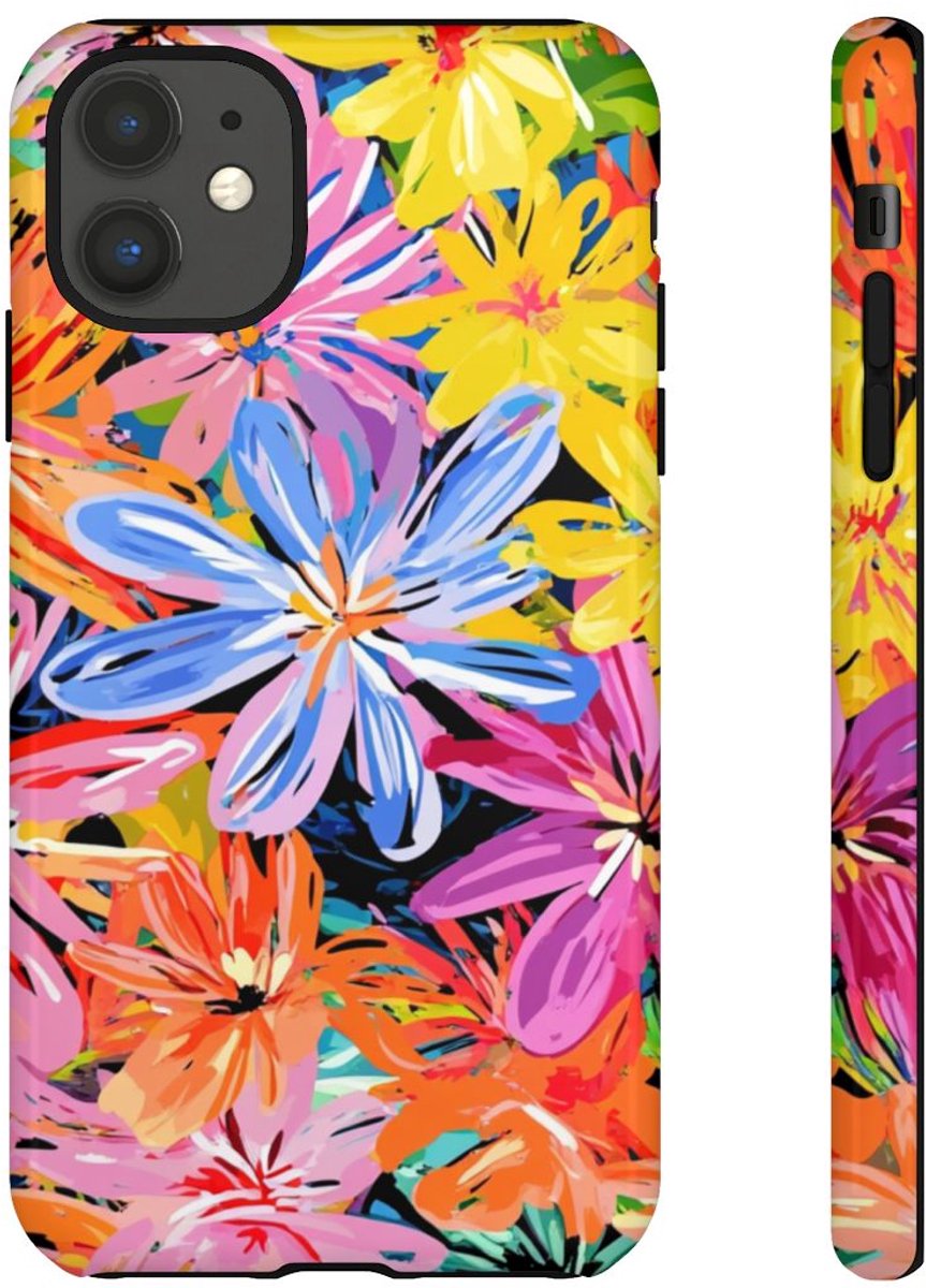 Kleurrijk Abstract Bloemenpatroon – Telefoonhoesje Geschikt voor iPhone 11