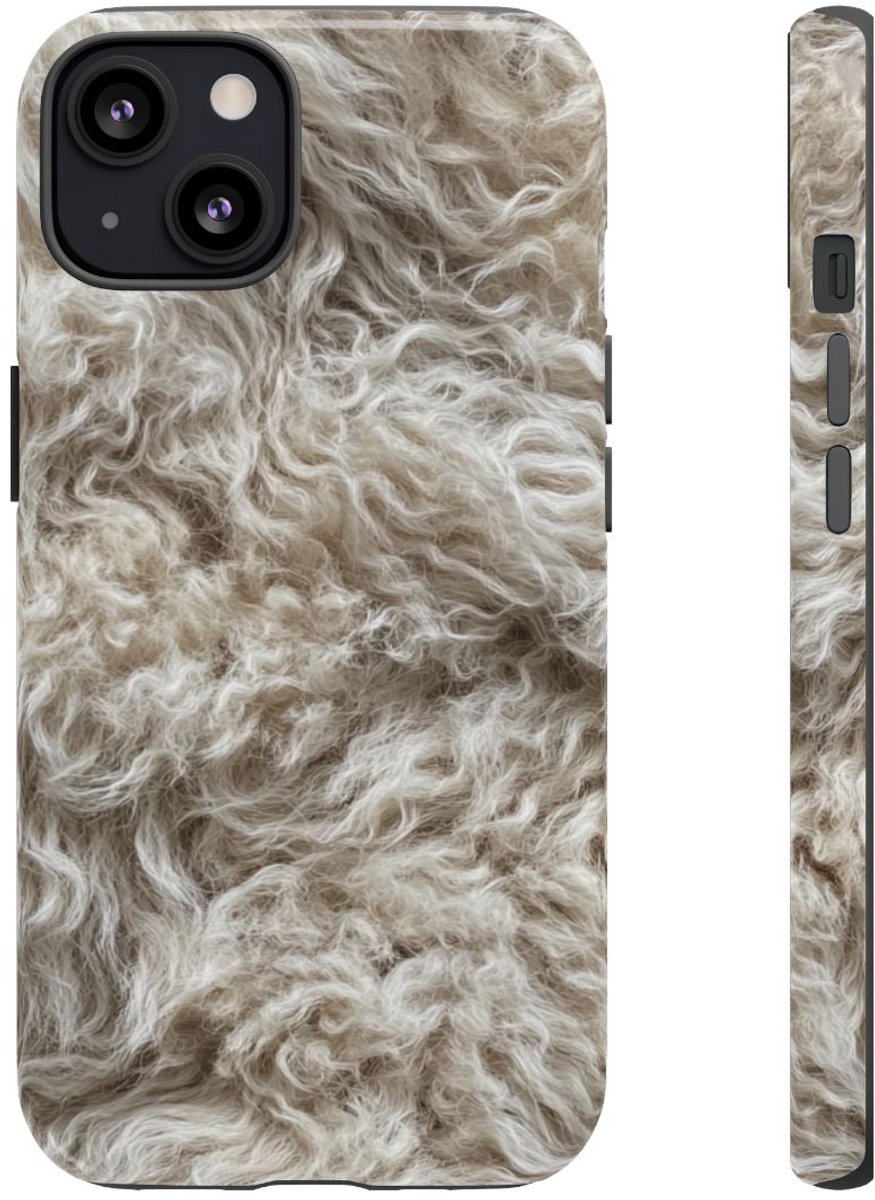 Natuurlijke Krullende Schapenvachtstructuur – Telefoonhoesje Geschikt voor iPhone 13