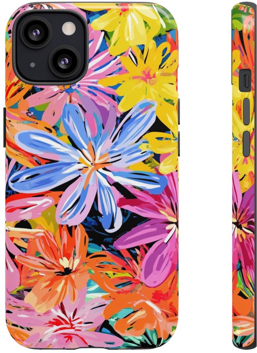 Kleurrijk Abstract Bloemenpatroon – Telefoonhoesje Geschikt voor iPhone 13