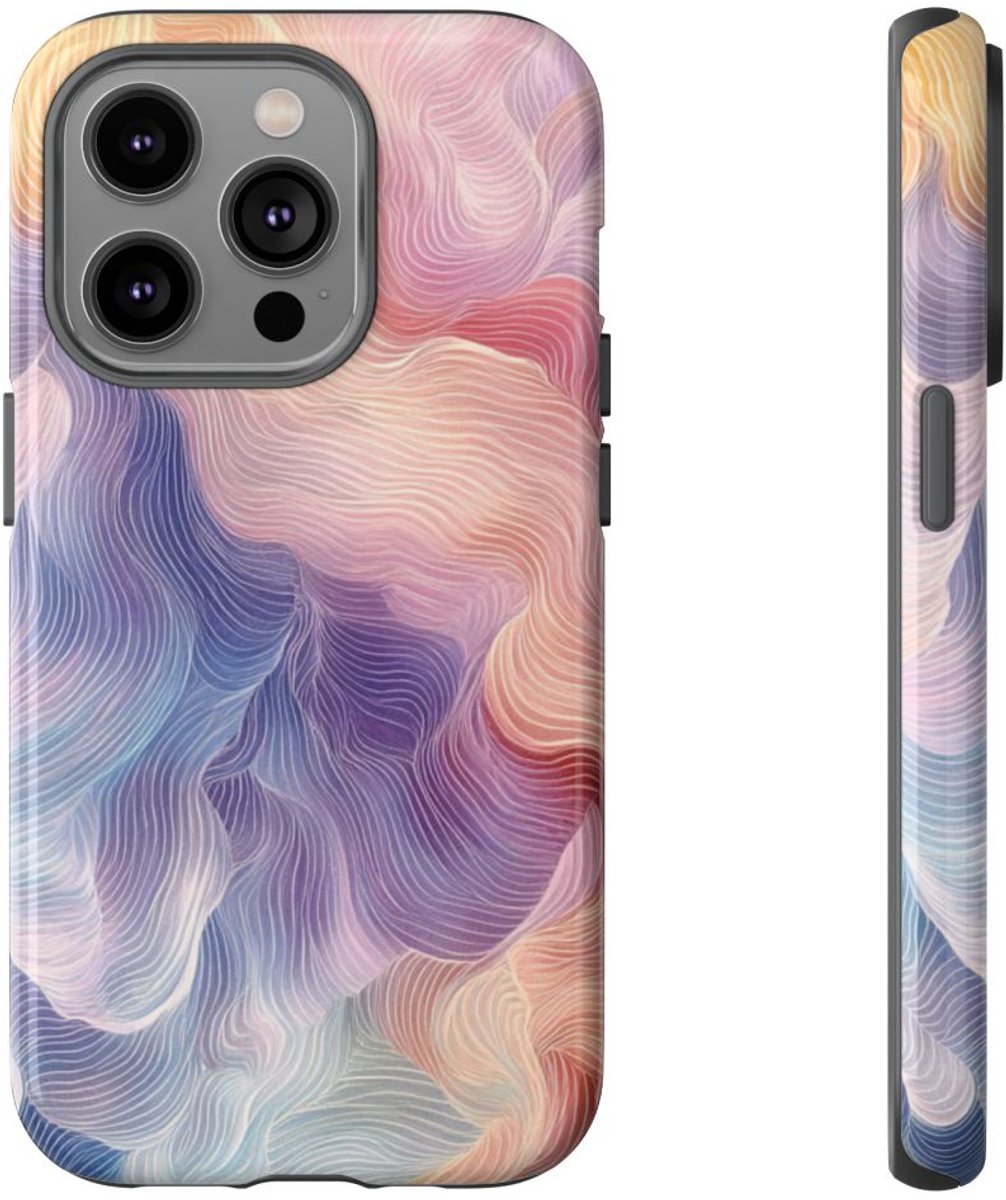 Zachte Pastel Abstracte Golven – Telefoonhoesje Geschikt voor iPhone 14 Pro