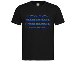 T-shirt Unisex Volwassenen Grappig Tekst "Soort metaal.." Op Voorkant | korte mouw | Zwart/blauw | maat XXL