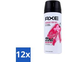 Axe - Deodorant Bodyspray - 48hrs Non Stop Fresh - Anarchy For Her - Rose & Bergamot - 150 ml - Voordeelverpakking - 12 stuks