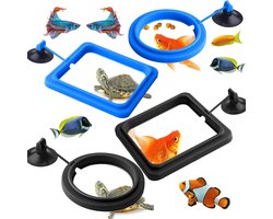 4x Drijvende voederring - Aquarium voederring - Drijvende Visvoer Ring - Visvoer ring met zuignap - Aquarium Feeder Ring - Zuignap Bevestiging - Drijvende Vis Voeder Ring - Aquarium Accesoires - Voor Guppy, Betta's, Goudvissen, Schildpad