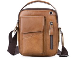 Somstyle Leren Schoudertas - Sling Bag Dames & Heren - Crossbody Tas - Bruin
