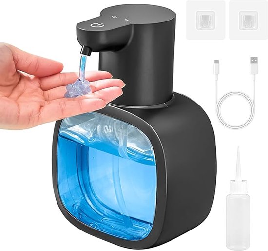 YOLO SHOP - Distributeur de savon - Distributeur automatique de savon - USB Type-C - rechargeable - 500 ml - Zwart