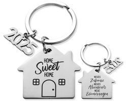 COLOFALLA 2 stuks housewarming cadeau appartement 2025 sleutelhanger cadeau voor verhuizen nieuw huis nieuw avontuur thuis zoet thuis voor vrouwen mannen
