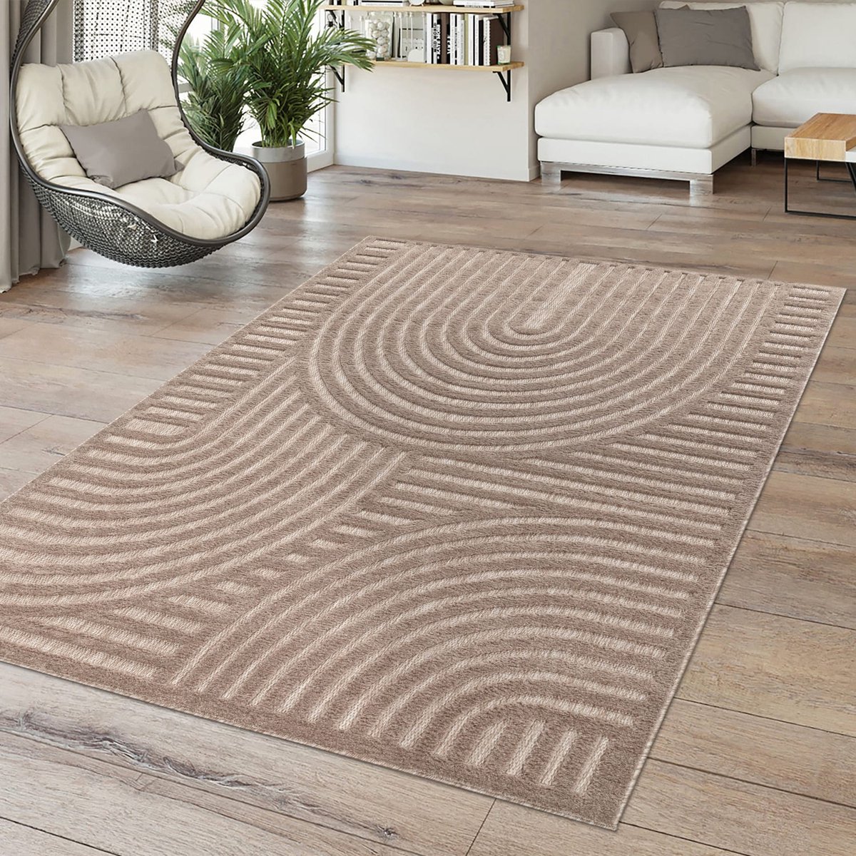 Binnen- en buitentapijt Eetkamer Weerbestendig Terras Etnisch Scandinavisch design