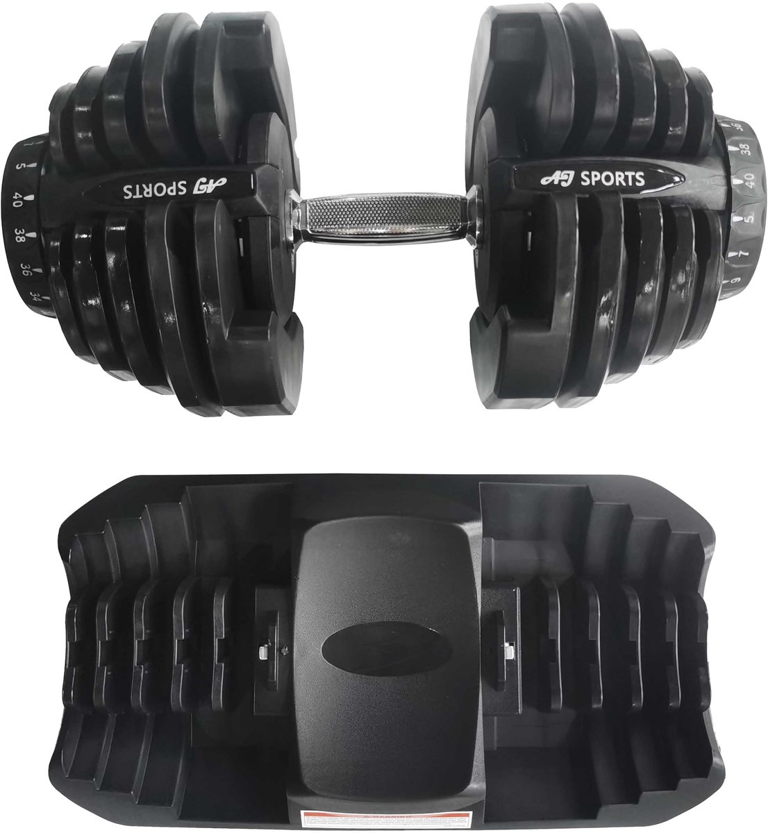 AJ-Sports Verstelbare dumbell set 2 x 40kg - 5 t/m 40kg - Gewichten - Dumbell Set - Gewichten set - Halterset - Fitness gewichten - Krachttraining - Fitness - Zwart – foto 2