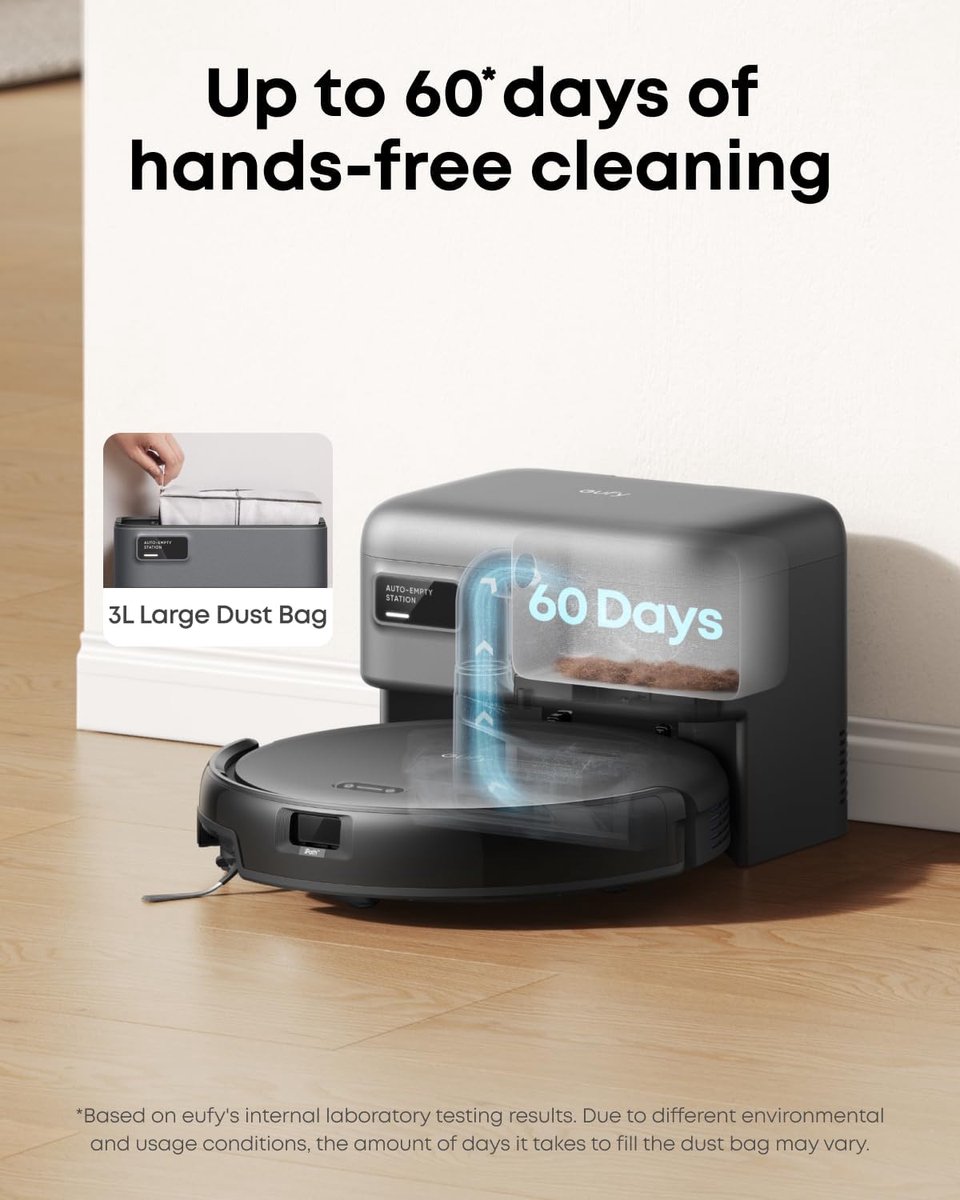 Afbeelding 3 van eufy Auto-Empty C10 - Robotstofzuiger met Vervangingssets - Slanke behuizing van 7,2 cm - Tapijtreiniger - Edge expansion borstel - Automatisch legen - Point laser en multi-infrarood navigatie