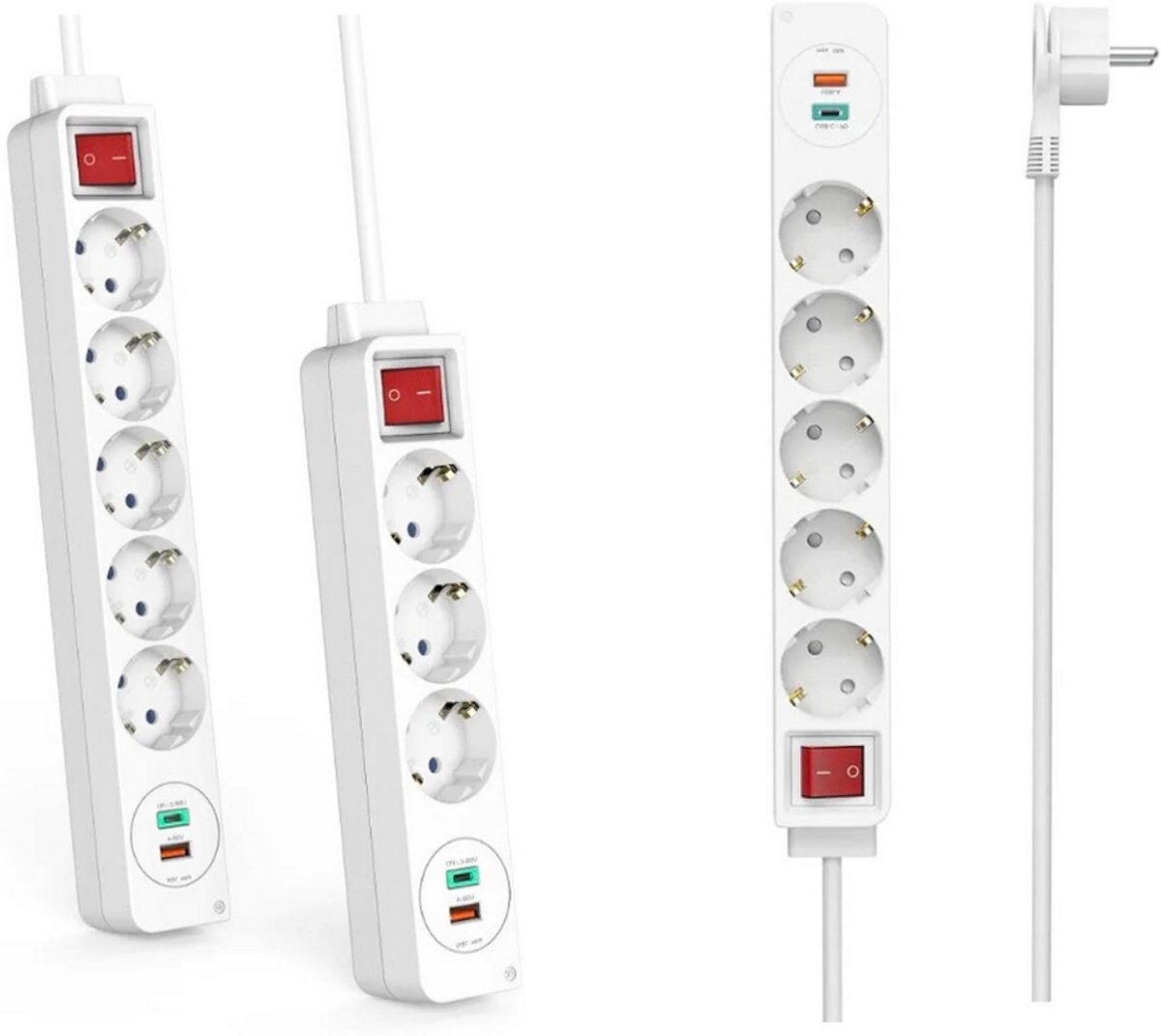 Thuys – 5-voudige Geaarde Stekkerdoos Met Schakelaar – 1,4 Meter Kabel – Wit