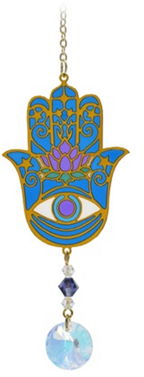 Suncatcher/Zonvanger/Zonnevanger - Hamsa Moonlight - Crystal Dreams - Handgemaakt - 20mm Kristal - L20cm