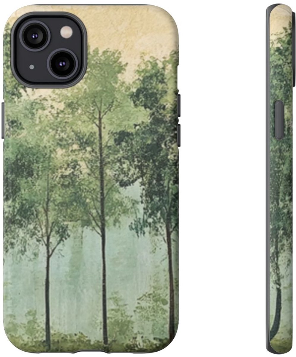 Groene Boomlijn Muurkunst – Telefoonhoesje Geschikt voor iPhone 14 Plus