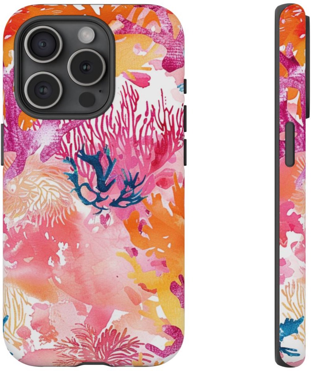 Aquarel Koraalrifpatroon – Telefoonhoesje Geschikt voor iPhone 15 Pro
